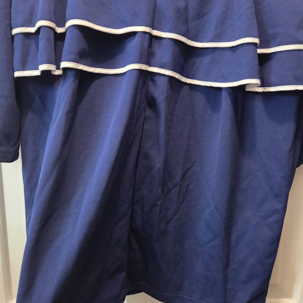 Source Unknown Blue Midi Dress with White Accents - Picture 6 of 8